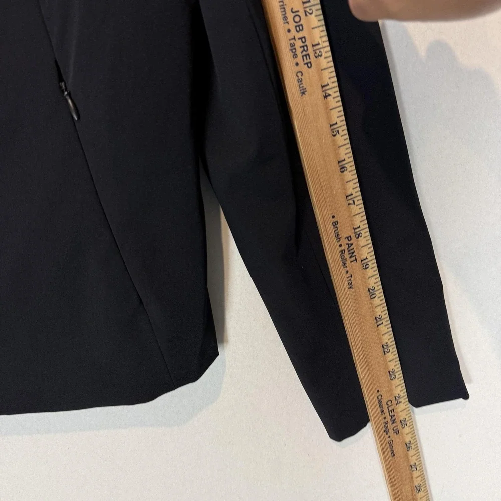 Ann Taylor Jacket Womens Medium Black Stretch Full‎ Zip Lined Pockets Classic